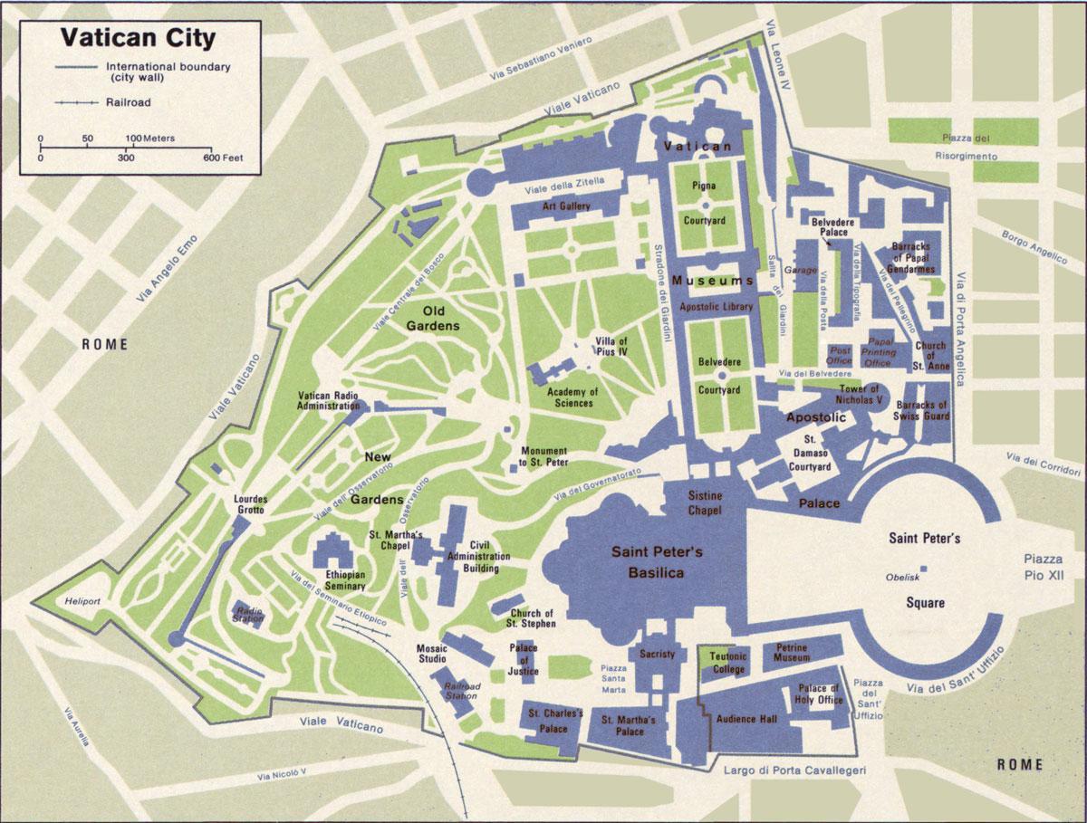 mappa della città del Vaticano e la zona circostante