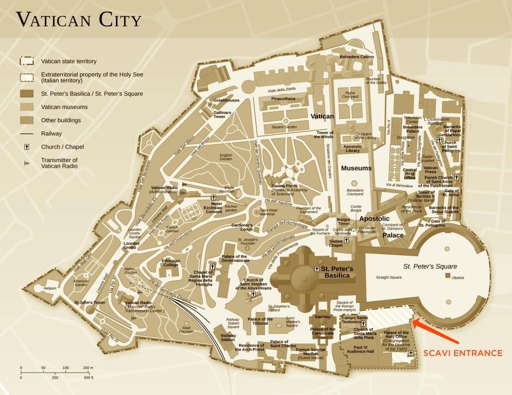 Mappa dell'ufficio scavi della città del Vaticano